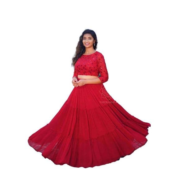 - Red Georgette Party Wear Lehenga - image 3 | Saree Palace Germany | Bazaa