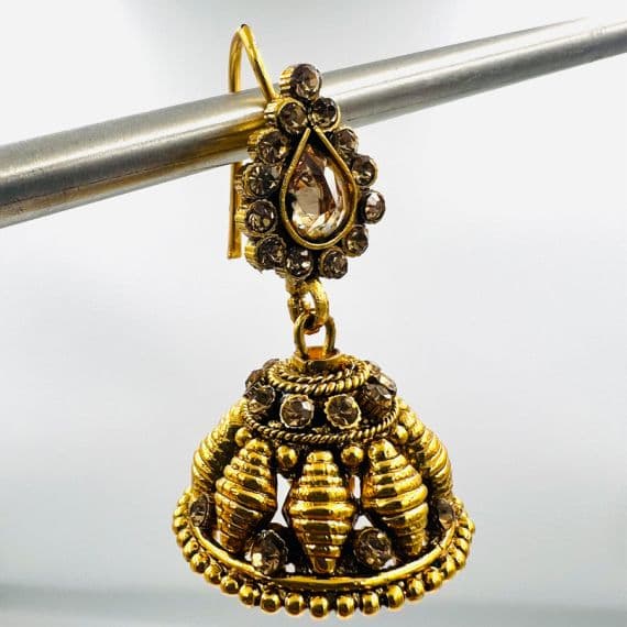 - Gold Plated Polki Kundan Jhumka - image 5 | Vastraany | Bazaa