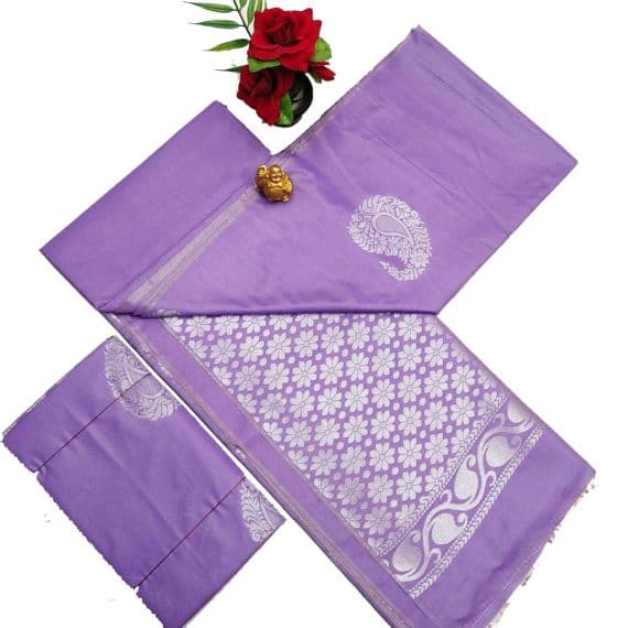 - Light purple and silver Soft silk sarees with very rich butta embossed silk sarees - image 3 | Princess Fashion | Bazaa