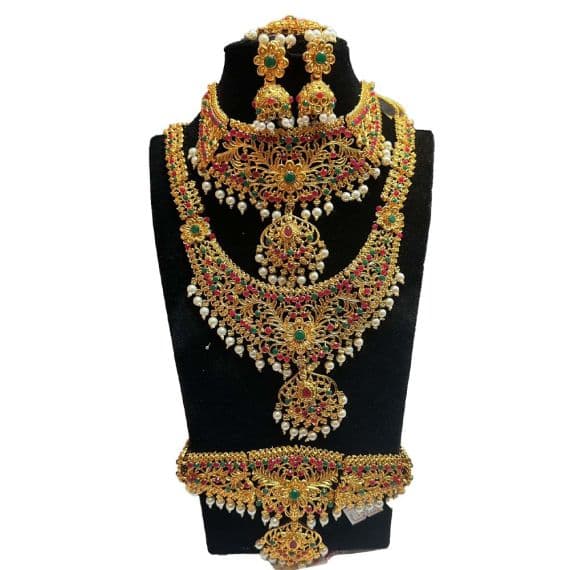 - Stone Necklace Haram Stone Jewellery Bridal Combo Set - image 3 | Saree Palace Germany | Bazaa