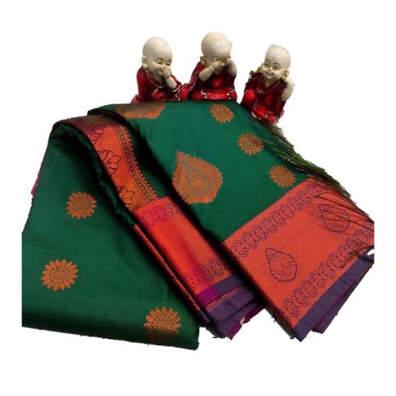 - Bottle green kanchipuram silk saree - image 3 | Saree Palace Germany | Bazaa