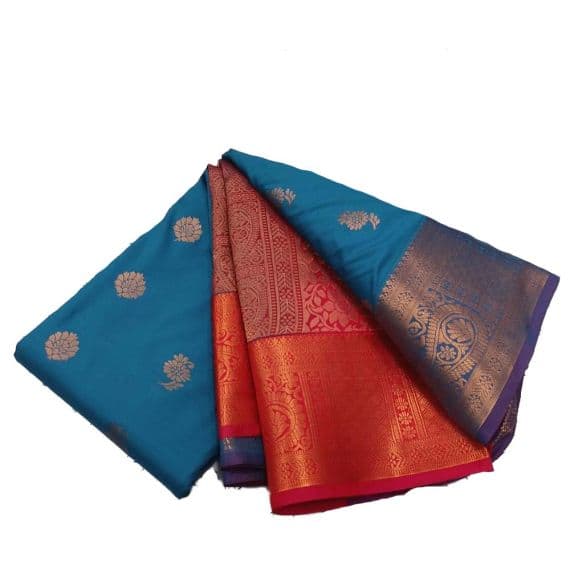 - Sky blue kanchipuram silk saree - image 3 | Saree Palace Germany | Bazaa