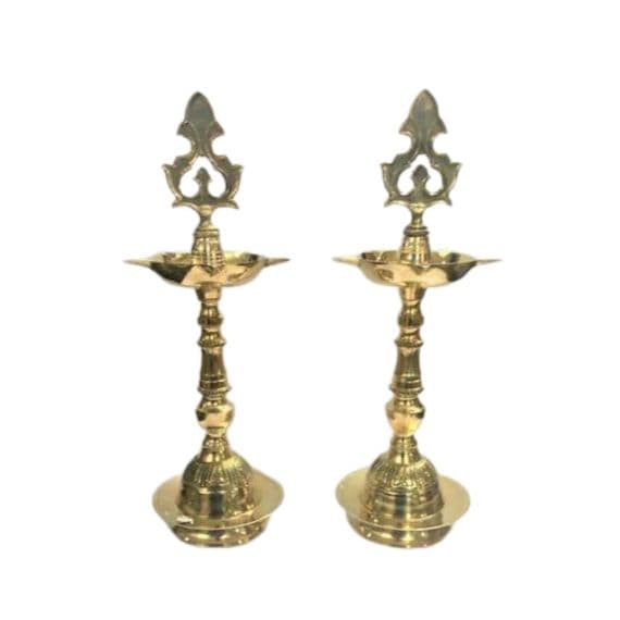 - karaikkudi kuthu vilakku | Traditional Brass Porai Kuthu Vilakku | Medium Size | Set of 2 - image 3 | Indi Store | Bazaa