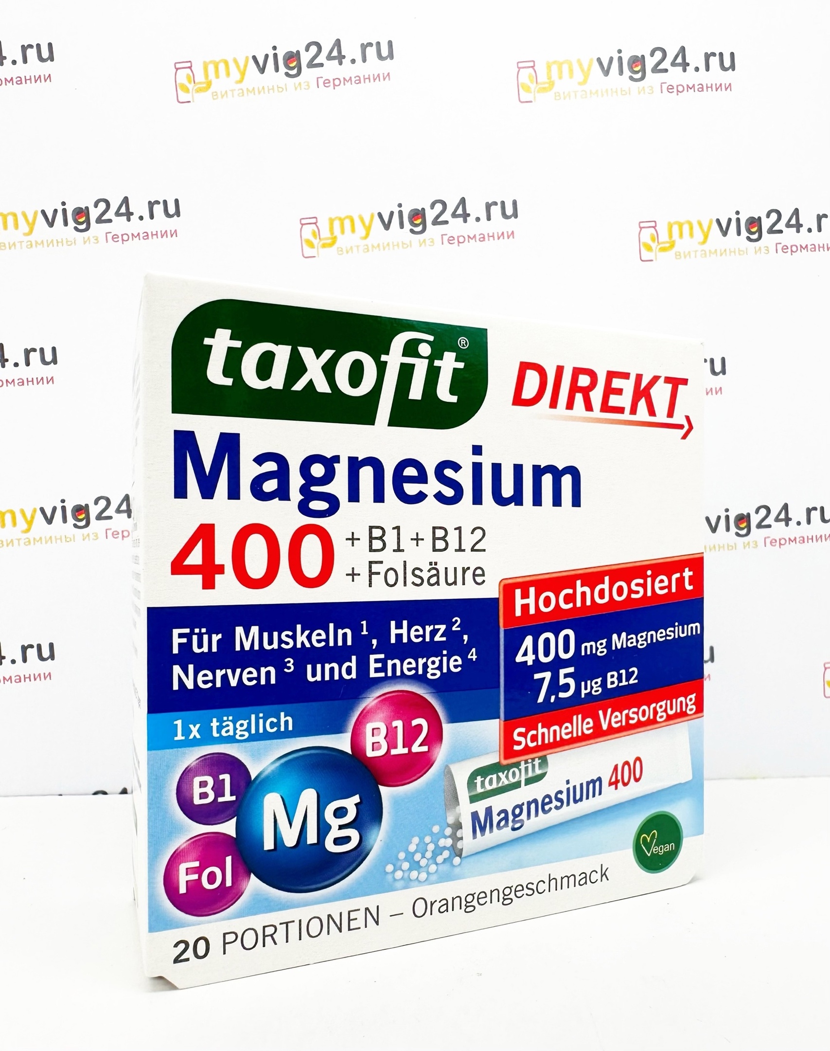 taxofit Magnesium 400 + B1 + B6 + B12 + Folsäure 800 Препарат магния +  фолиевая