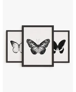 Set Cuadros Mariposas Blanco y Negro | Be Minimal
