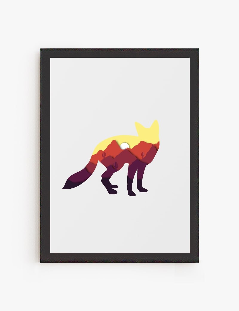 Lámina impresa | Cuadro Zorro Culpeo - Colección fauna Chilena