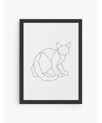 Cuadro Gato Geométrico Lineal | Be Minimal