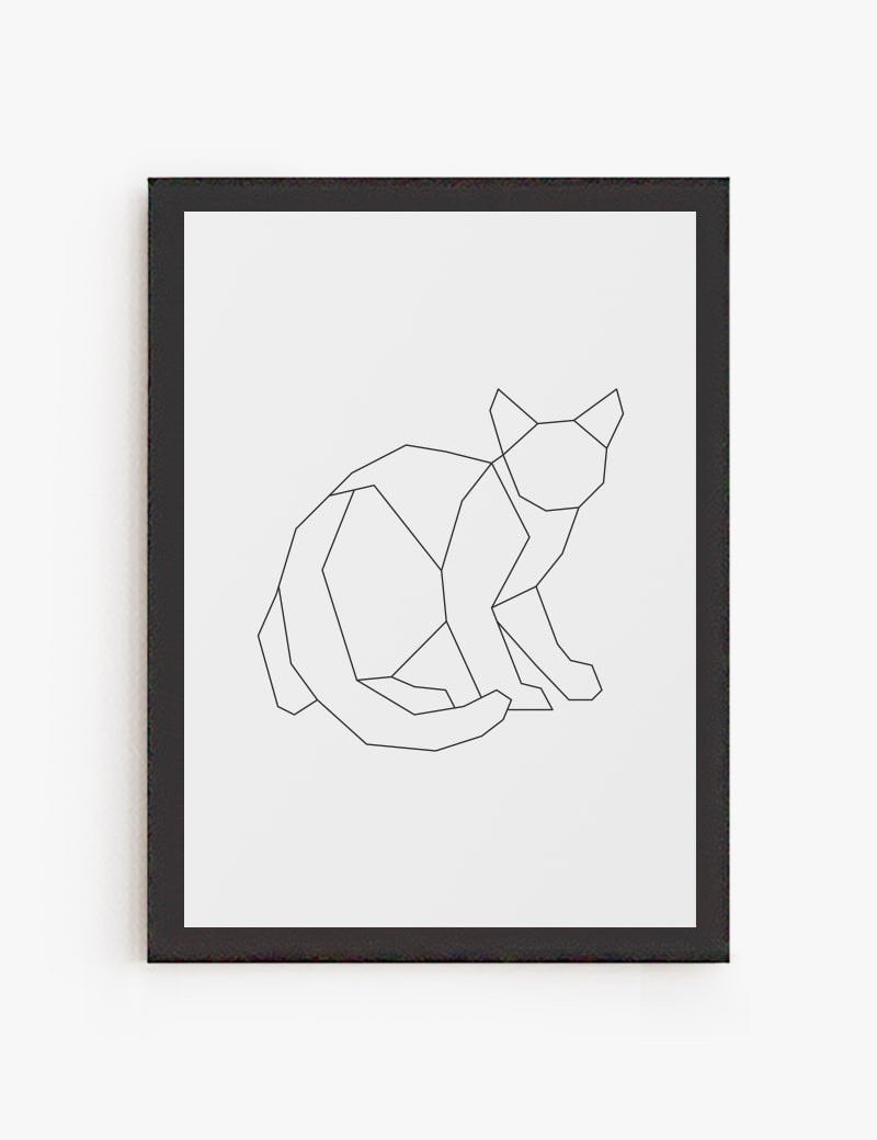 Lámina impresa | Cuadro Gato Geométrico Lineal