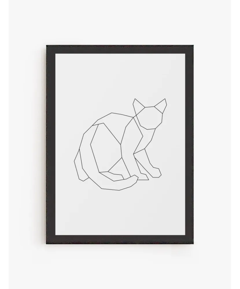 Cuadro Gato Geométrico Lineal | Be Minimal