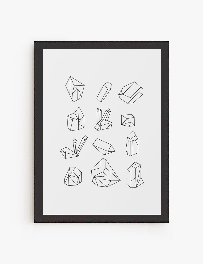 Lámina impresa | Cuadro Minerales Geométricos Lineal