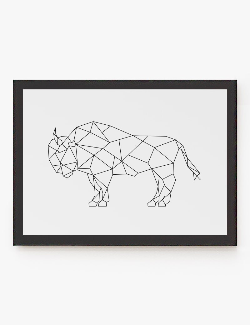 Lámina impresa | Cuadro Bisonte Geométrico Lineal