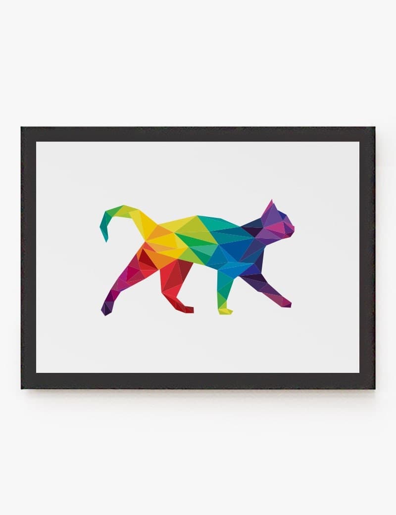 Lámina impresa | Cuadro Gato color Geométrico