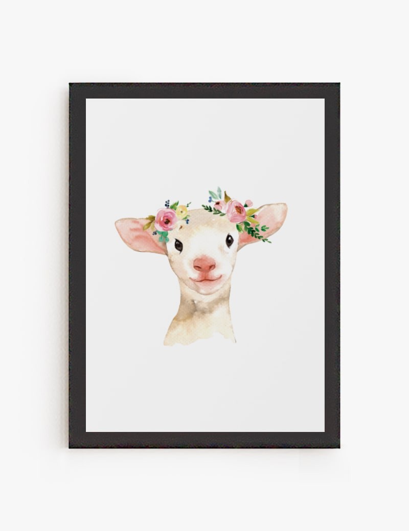 Lámina impresa | Cuadro Corderito Flores
