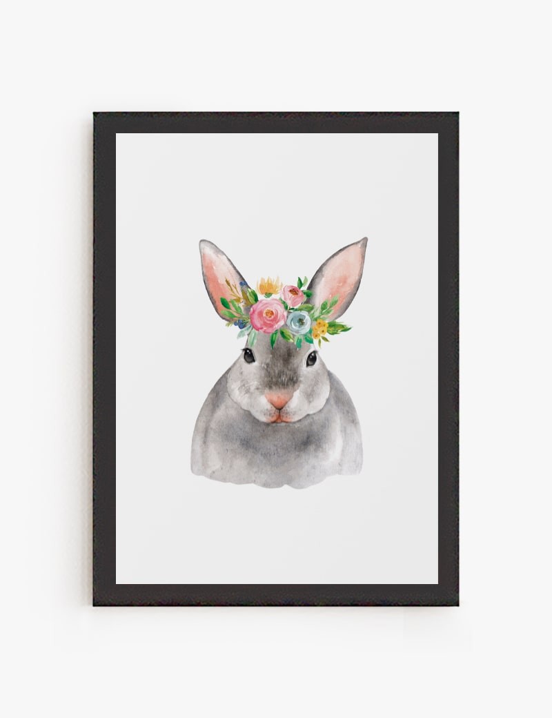 Lámina impresa | Cuadro Conejito Flores