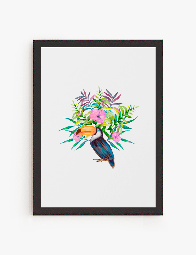 Lámina impresa | Cuadro Tucán y Flores