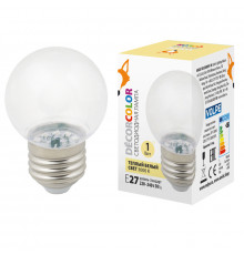 Светодиодная лампочка Volpe LED-G45 LED-G45-1W/3000K/E27/CL/С