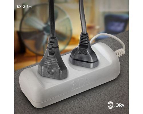Дополнительное фото Удлинитель электрический Эра UX-2-3m Б0038558: Купить в Интернет магазин освещения GCSVET.RU