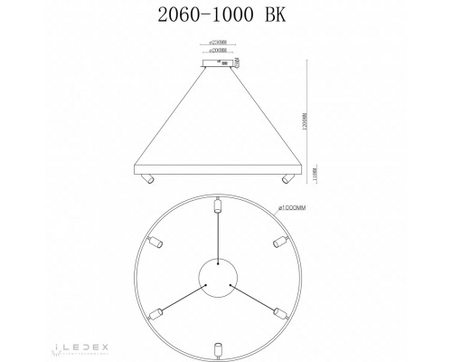 Дополнительное фото Люстра подвесная iLedex Vision 2060-D1000 BK: Купить в Интернет магазин освещения GCSVET.RU