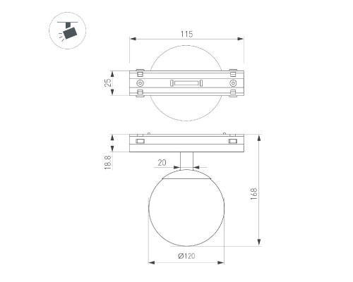 Дополнительное фото Светильник трековый (магнитый) Arlight MAG-VIBE-SFERO-R120-6W Warm3000 (BK, 235 deg, 48V) 044457: Купить в Интернет магазин освещения GCSVET.RU