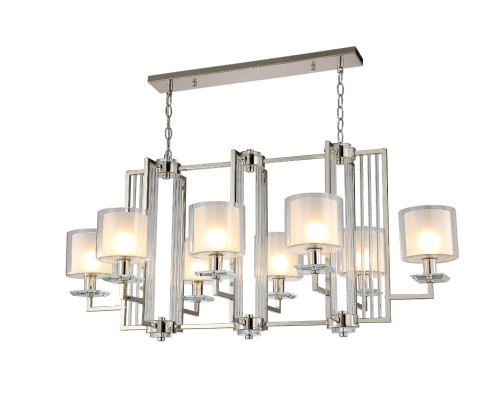 Дополнительное фото Люстра подвесная Crystal Lux Nicolas NICOLAS SP8 L1000 NICKEL/WHITE: Купить в Интернет магазин освещения GCSVET.RU