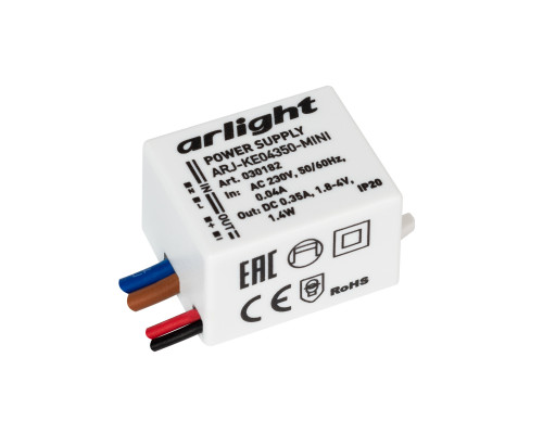 Основное фото Сетевой адаптер Arlight ARJ-KE04350-Mini (1.4W, 350mA) 030182: Купить в Интернет магазин освещения GCSVET.RU