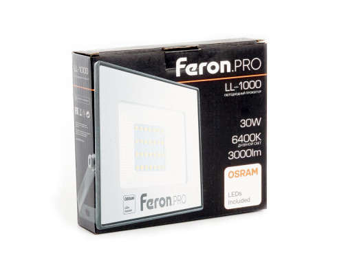Дополнительное фото Светодиодный прожектор Feron LL-1000 30W 6400K 41539: Купить в Интернет магазин освещения GCSVET.RU