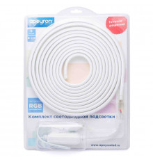 Комплект светодиодной ленты Apeyron 220В 12Вт/м smd5050 60д/м IP65 5м RGB (сетевой шнур, контроллер, заглушка, крепежи) 10-52