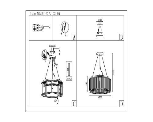 Дополнительное фото Люстра подвесная ST Luce Velletri SL1627.103.05: Купить в Интернет магазин освещения GCSVET.RU