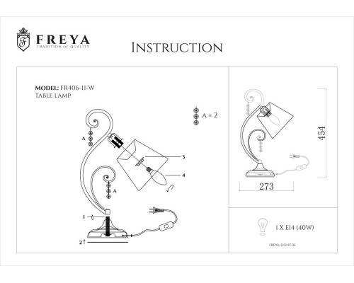 Дополнительное фото Лампа настольная Freya Lorette FR2406-TL-01-WG: Купить в Интернет магазин освещения GCSVET.RU