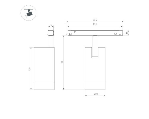 Дополнительное фото Светильник трековый (магнитый) Arlight MAG-FLEX-SPOT-R45-12W Warm3000 (BK, 24 deg, 48V) 047202: Купить в Интернет магазин освещения GCSVET.RU
