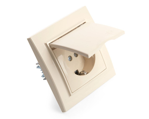 Дополнительное фото Розетка 1-местная с крышкой Stekker PST16-9012-02 с защитной шторкой 39238: Купить в Интернет магазин освещения GCSVET.RU