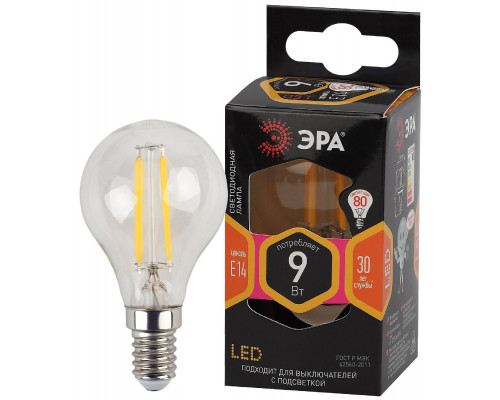 Основное фото Светодиодная лампочка Эра F-LED P45-9w-827-E14 Б0047020: Купить в Интернет магазин освещения GCSVET.RU