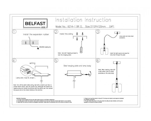 Дополнительное фото Светильник подвесной Belfast Pansy 6214-1 BR CL: Купить в Интернет магазин освещения GCSVET.RU