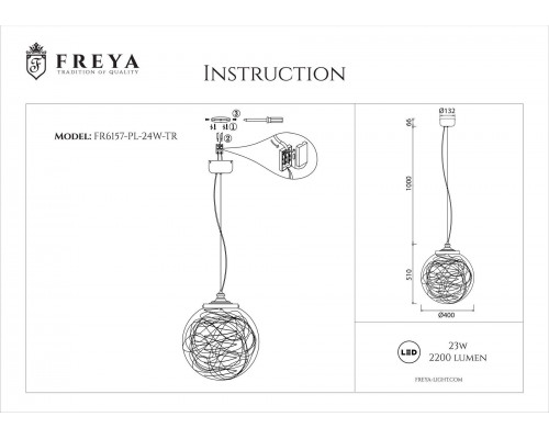 Дополнительное фото Светильник подвесной LED Freya Isabel FR6157-PL-24W-TR: Купить в Интернет магазин освещения GCSVET.RU