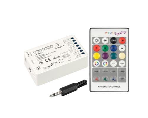 Основное фото Аудиоконтроллер Arlight ARL-Sound-RGB/RGBW (12-24V, 4x4A, RF ПДУ 24кн) 034726: Купить в Интернет магазин освещения GCSVET.RU