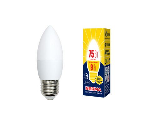 Дополнительное фото Светодиодная лампочка Volpe LED-C37 LED-C37-9W/WW/E27/FR/NR картон: Купить в Интернет магазин освещения GCSVET.RU