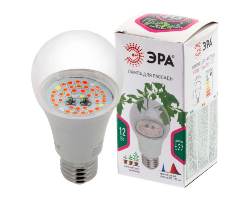Дополнительное фото Светодиодная лампа для растений ЭРА E27 12W 1310K FITO-12W-RB-E27-K Б0039070: Купить в Интернет магазин освещения GCSVET.RU