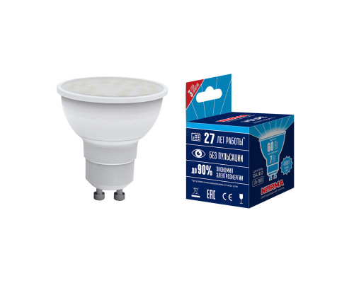 Основное фото Светодиодная лампочка Volpe Norma JCDR LED-JCDR-7W/NW/GU10/NR картон: Купить в Интернет магазин освещения GCSVET.RU