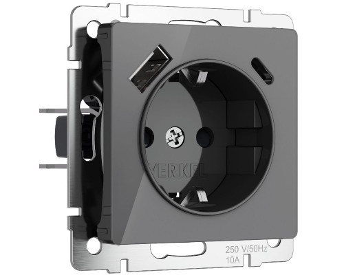 Основное фото Розетка с заземлением, шторками и USB тип A+C Werkel 4690389197536 W1171744 a064093: Купить в Интернет магазин освещения GCSVET.RU