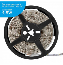 Светодиодная лента (влагозащищенная) Gauss 4,8W/m 60LED/m 2835SMD синий 5M 356000505