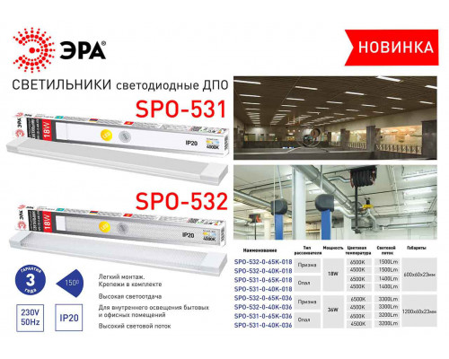 Дополнительное фото Светильник линейный Эра Б0045367: Купить в Интернет магазин освещения GCSVET.RU