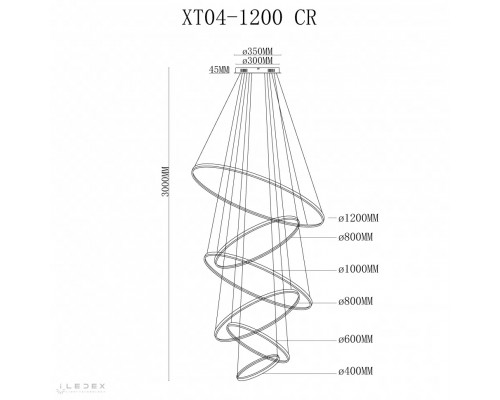 Дополнительное фото Люстра подвесная iLedex Axis XT04-D1200 CR: Купить в Интернет магазин освещения GCSVET.RU