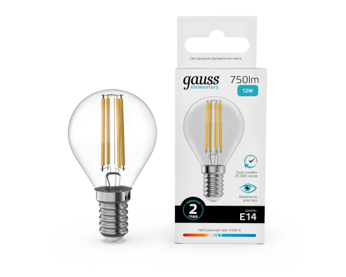 Основное фото Светодиодная лампочка Gauss Filament Elementary 52122: Купить в Интернет магазин освещения GCSVET.RU