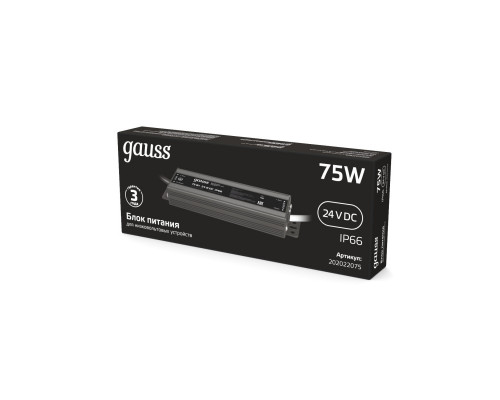 Дополнительное фото Блок питания Gauss 75Вт DC24 IP66 202022075: Купить в Интернет магазин освещения GCSVET.RU