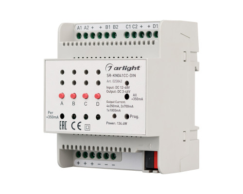Основное фото Контроллер тока Arlight SR-KN041CC-Din (12-48V, 4x350/700mA) 023042: Купить в Интернет магазин освещения GCSVET.RU