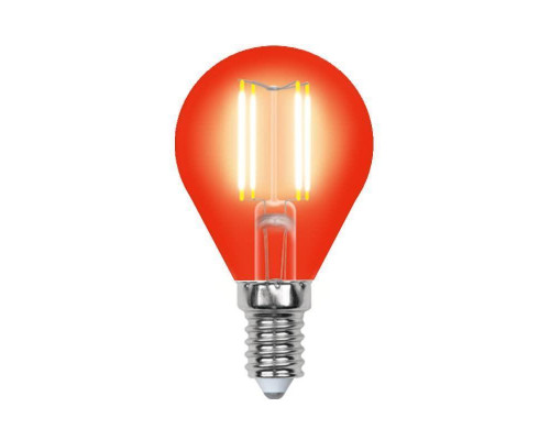 Основное фото Филаментная лампа светодиодная (UL-00002985) Uniel E14 5W красный LED-G45-5W/RED/E14 GLA02RD: Купить в Интернет магазин освещения GCSVET.RU