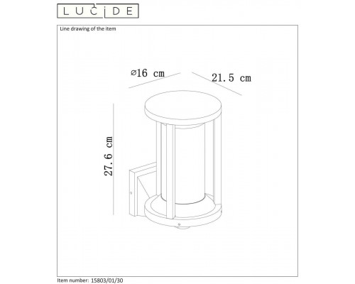 Дополнительное фото Светильник настенный для улицы Lucide CADIX 15803/01/30: Купить в Интернет магазин освещения GCSVET.RU
