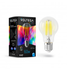 Светодиодная лампа Voltega E27 7W 4000K груша прозрачная VG10-A60E27cold7W-F 7141