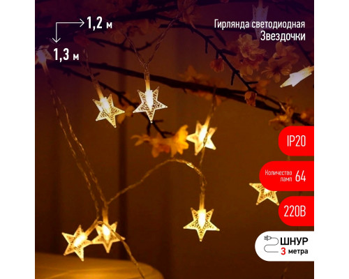 Дополнительное фото Светодиодная гирлянда ЭРА ENIZ-64W Б0051876: Купить в Интернет магазин освещения GCSVET.RU