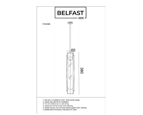 Дополнительное фото Светильник подвесной Belfast Gibson 6133-1 BR CA: Купить в Интернет магазин освещения GCSVET.RU
